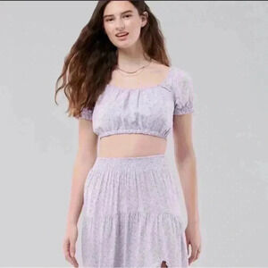 NWT Hollister purple off the shoulder crop top
